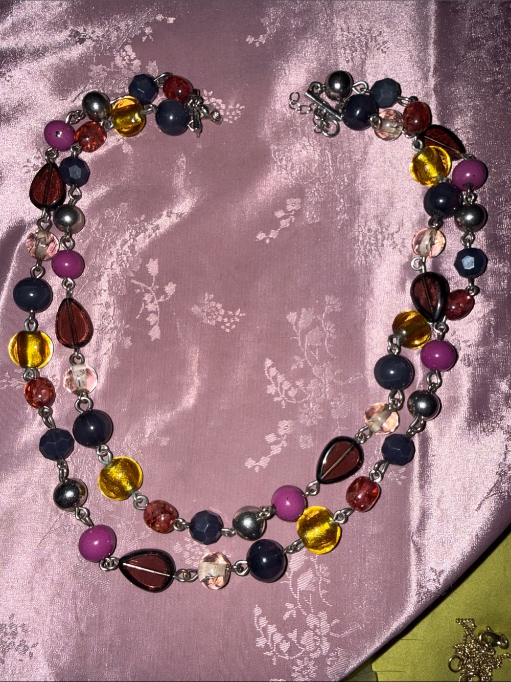 Multicolor Glass Bead Statement Necklace - Women
